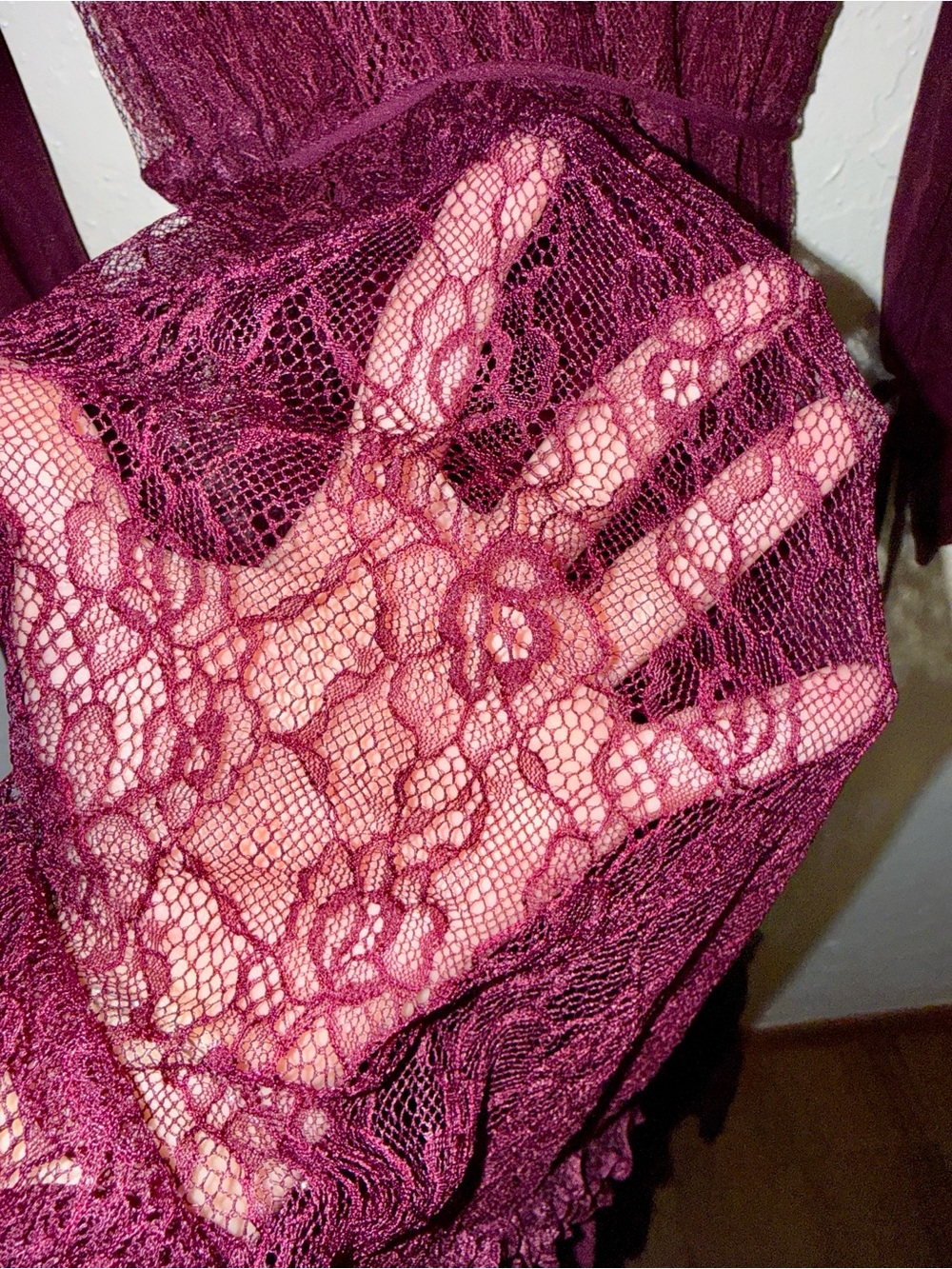 BlackMilk Burgundy Lace Maxi Dress Midnight Ritual Sheer Mesh Long Sleeve M NWOT - Picture 10 of 12